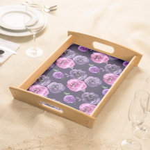 Rosas Florais em Aquarela Romântica Roxo e Rosa