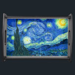 Bandeja Van Gogh/noite estelar<br><div class="desc">A famosa pintura de Van Gogh, "A Noite Estrelada". Pintado durante sua estadia no asilo Remy Santo na década de 1880, Van Gogh retratou as colinas rolantes e árvores ciprestes que viu de sua janela. Melhorado digitalmente por PixDezines.Copyright © 2008-2016 PixDezines.com™ e PixDezines™ em zazzle.com. Todos os direitos reservados.</div>