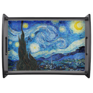 Bandeja Van Gogh Starry Night. Impressionismo arte de vint