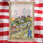 Bandeja Vincent van Gogh - Casas e Figura<br><div class="desc">Casas e números / Algodão achatado na Reminiscência do Sol do Norte - Vincent van Gogh,  1890</div>