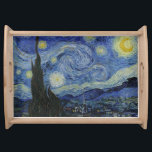 Bandeja Vintage Van Gogh Na Noite Estrelada<br><div class="desc">Esta design inspira-se no óleo de 1889 de Vincent van Gogh na pintura de canvas chamada "A Noite Estrelada".</div>