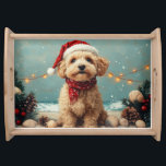 Bandeja Wheaten Terrier Dog Christmas Vintage Beach<br><div class="desc">Traga o calor dos feriados para a costa com esta charmosa design inspirada na vintagem, que apresenta um cão festivo sentado numa praia serena. Com um clássico toque de feriado de tons nostálgicos e vibrações costeiras, esta trabalho de arte captura a magia do Natal pelo mar. Perfeito para espalhar alegria...</div>