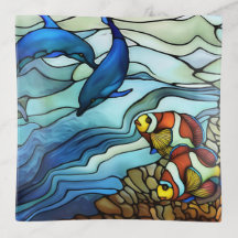 Art Nouveau Peixe-Palha e Golfinhos Escondidos Vid