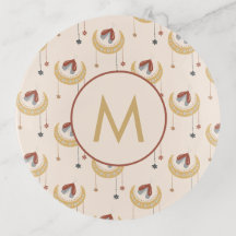 Boêmia Lua Stars Borboleta Padrão Monograma