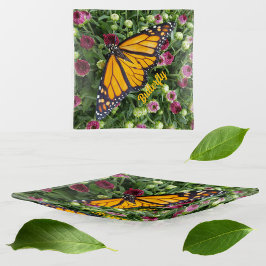 Bandejas Borboleta Monarch entre Flores Personalizáveis