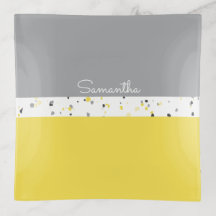 Cinza Amarelo Moderno - Greve Terrazzo com Nome