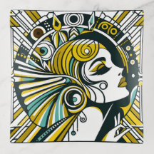 Deco De Arte Verde E Marrom De Uma Senhora Elegant