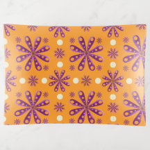 Flores Roxas Retro em Fundo Laranja