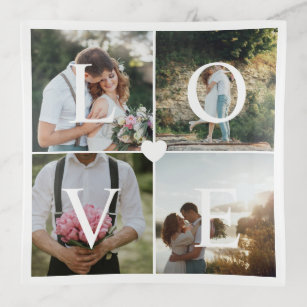 Bandejas Modern Love Newlyweds Wedding 4 Photo Grid Collage