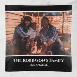 Bandejas Personalizada sua foto em quadro preto com texto