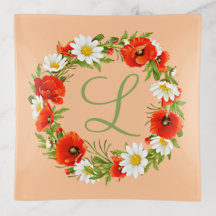 Primavera Personalizado Poppies Daisies Monograma