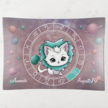 Zodiac Leo Cute Cat, Roda, Planetas, Astrologia