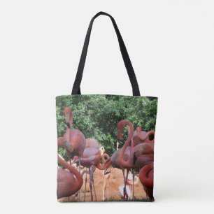 Bando de Flamingos Rosa numa bolsa de tote