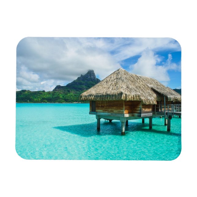 Bangalô sobre-água, ímã retangular Bora Bora Bora (Horizontal)