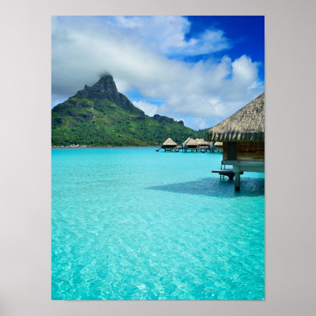 Bangalôs sobre a água em Bora Bora pôster vertical (Frente)