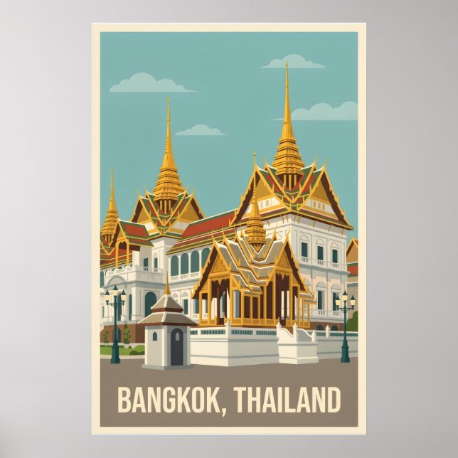 Bangkok Thailand Vintage Travel Poster (Frente)