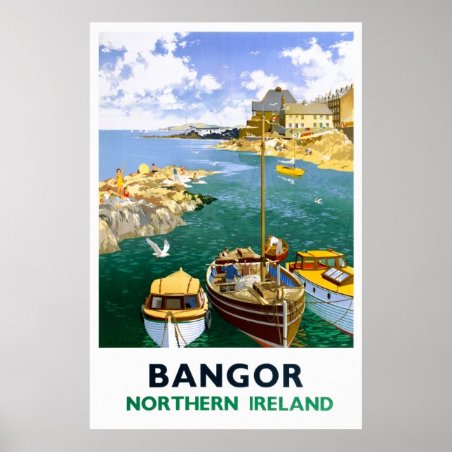 Bangor - Viagens vintage da Irlanda - Poster resta (Frente)