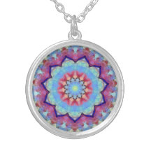 Arco-Íris Flor Mandala Arredondada Colar Colar