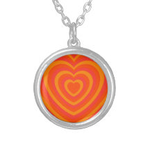Colar de Coração Hipnótico Laranja Vermelho
