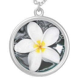 Banhado A Prata Colar Plumeria