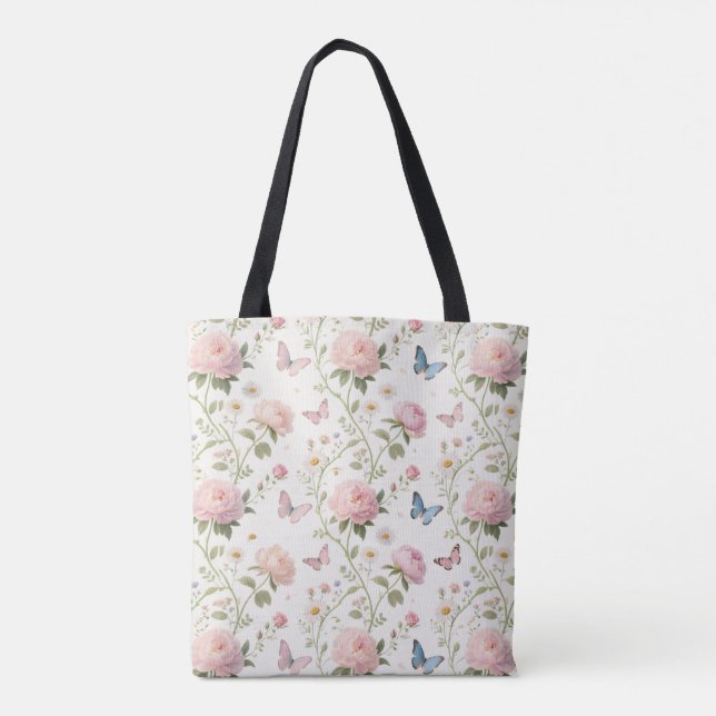 Banheira Floral Tote Bag com Peonias (Verso)