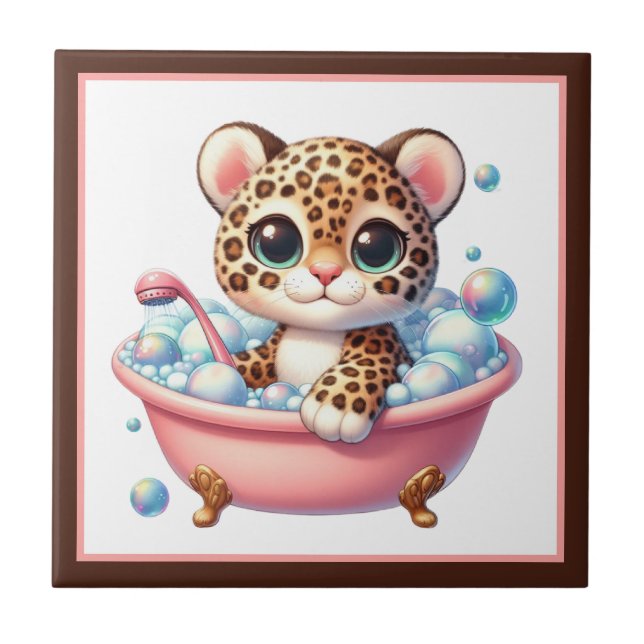 Banheira fofa de banheiro leopardo (Frente)