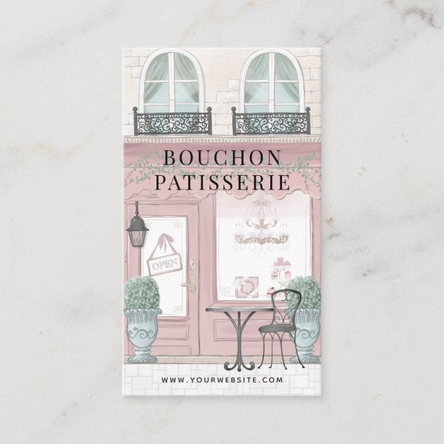 Banheiro francês Patisserie Café Rosa Cartão de vi (Frente)