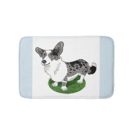 Banheiro Mala azul Welsh Corgi Cardigan - tapete de banho /