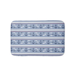 Banheiro Tapete de Banho Âncoras Náuticas Azul Marinho Bran