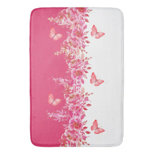Banheiro Tapete de Banho Botânico Rosa Elegante