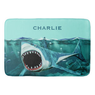 Banheiro tapete de banho com nome personalizado do Shark as