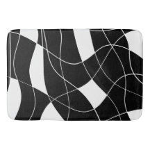 tapete de banho com padrão abstrato preto e branco