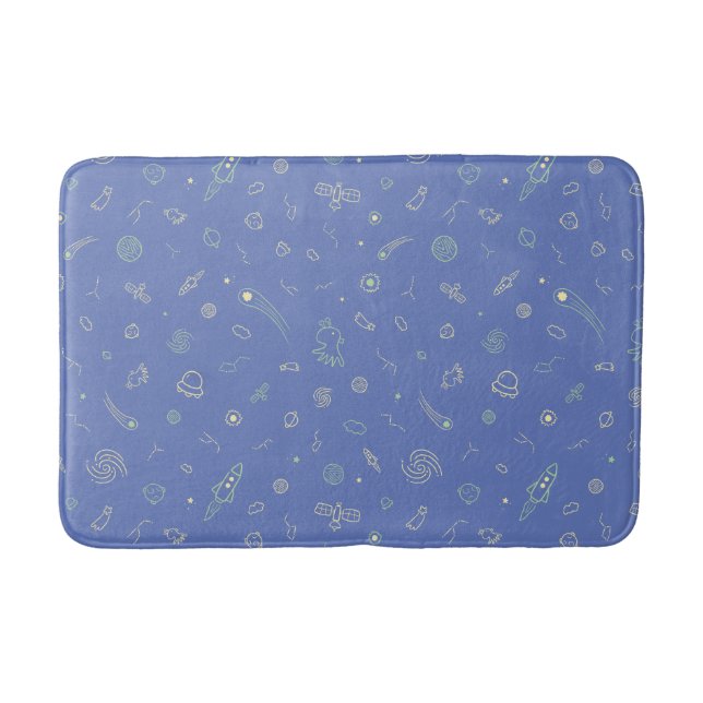 Banheiro Tapete de Banho Cute Space Doodle (Frente)