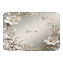 Banheiro Tapete de Banho Floral Branco Ornamentado