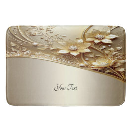 Banheiro Tapete de Banho Floral Dourado Ornado Moderno