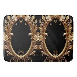 Banheiro Tapete de Banho Floral Dourado Ornamentado