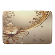 Tapete de Banho Floral Dourado Ornamentado