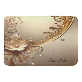 Banheiro Tapete de Banho Floral Dourado Ornamentado