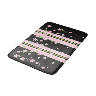 Banheiro Tapete de Banho Floral Rosa e Branco com Listra Pr