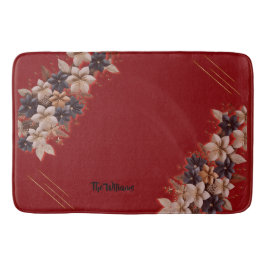 Banheiro Tapete de Banho Geométrico Floral Vermelho