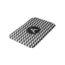 Tapete de Banho Preto Branco Chevron Inicial A