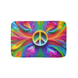 Banheiro Tapete de Banho Retro Boho Sinal de Paz Hippie Vin