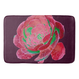 Banheiro Tapete de Banho Rosa Neon e Suculenta Verde Rosa