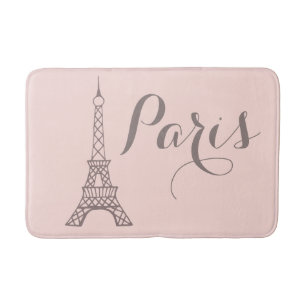 Banheiro Tapete de Banho Torre Eiffel Paris Cinza Rosa