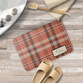 Banheiro Tapete de Banho Xadrez Coral Moderno