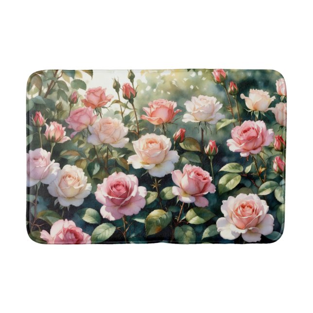 Banheiro Tapete de Jardim de Rosas Cor-de-rosa (Frente)