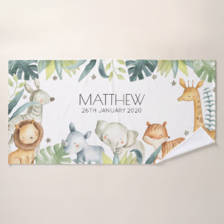 Banho Animais de safari coloridos, toalha personalizada 