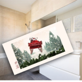 Banho Monograma Carruagem papai noel Toalha de Natal