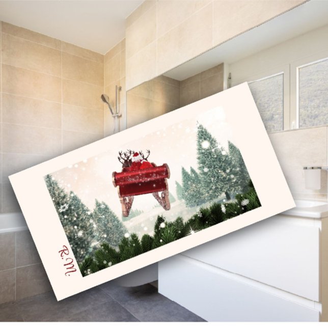 Banho Monograma Carruagem papai noel Toalha de Natal (Criador carregado)