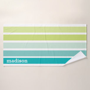 Banho Nome Personalizado de Toalha Verde, Azul e Teal St